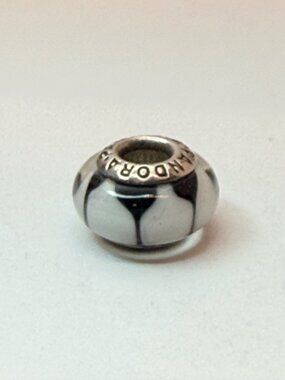 Retired Pandora Captivating Black Murano Glass Charm 790933 Sterling Silver